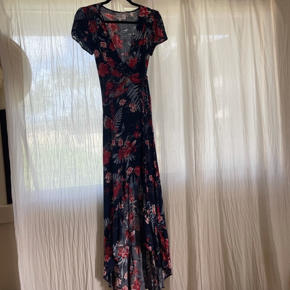 XIX PALMS Navy blue & Red floral maxi - Picture 2 of 8